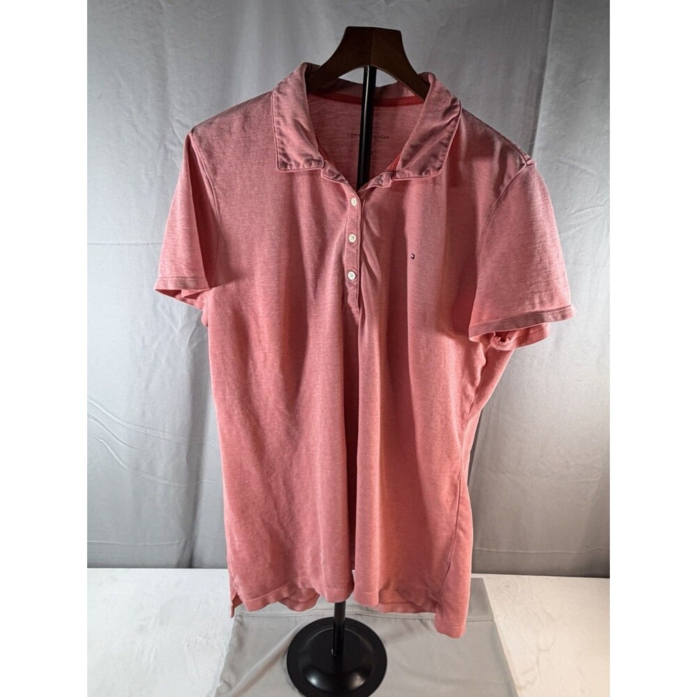Tommy Hilfiger Women's Size XL Slim Fit Polo Shirt Bright Pink Coral